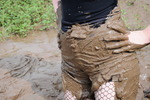 Mudding in shiny hotpants!