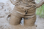 Mudding in shiny hotpants!